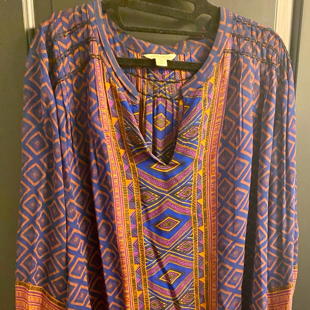 Lucky Brand Aztec Peasant Top-NWOT